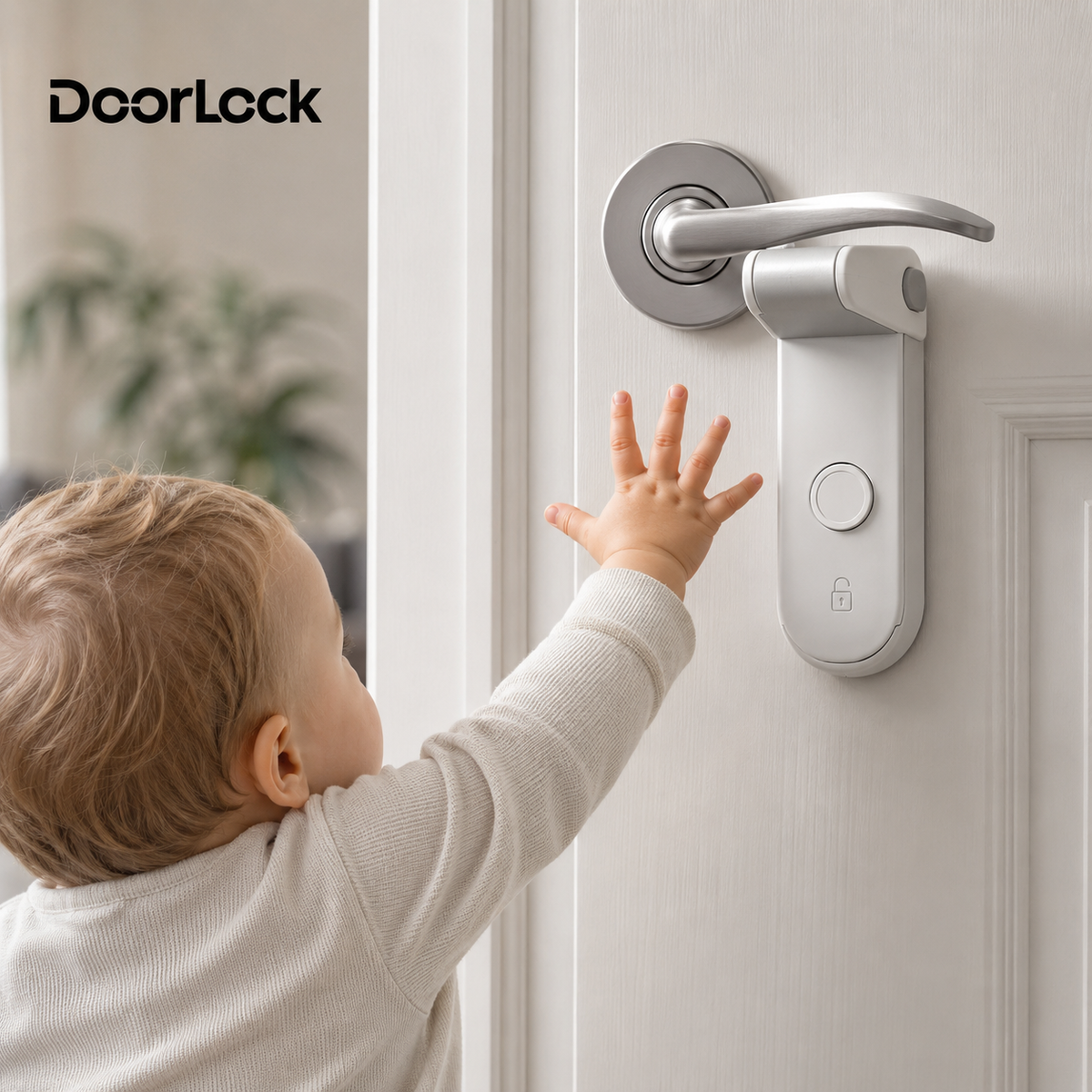 Door handle lock fitted in a family home